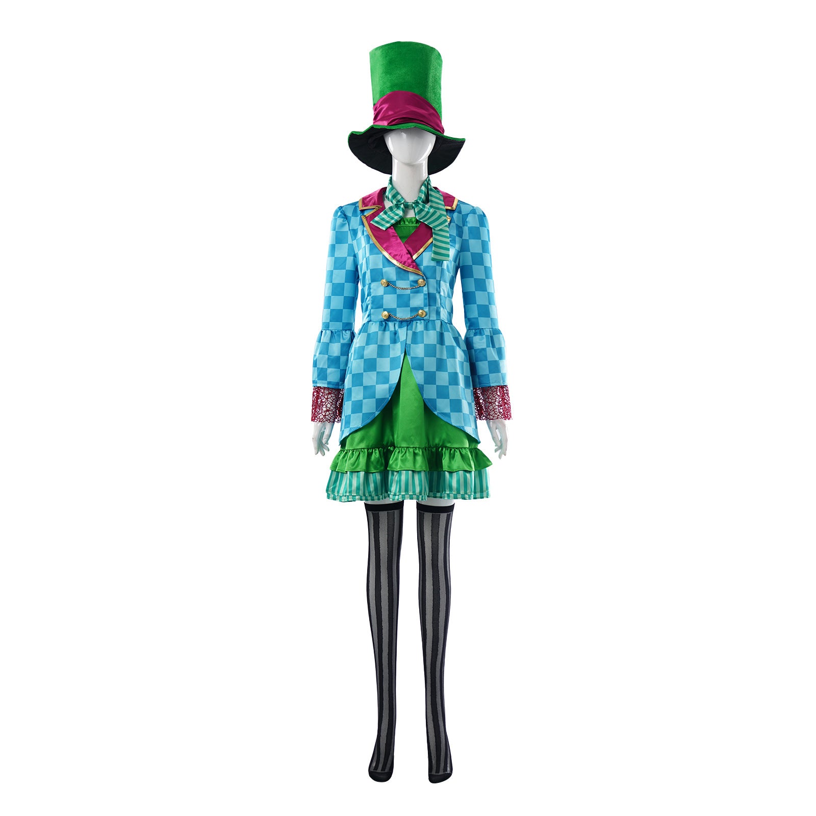 Alice Mad Hatter Genderbend Women Outfit - Halloween Carnival Party Cosplay Costume