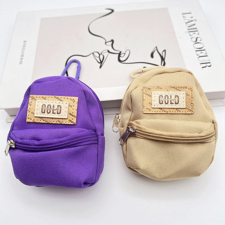 Gold Mini Coin Purse Headphone Bag with Carabiner – Mini Backpack Phone Charm Accessory