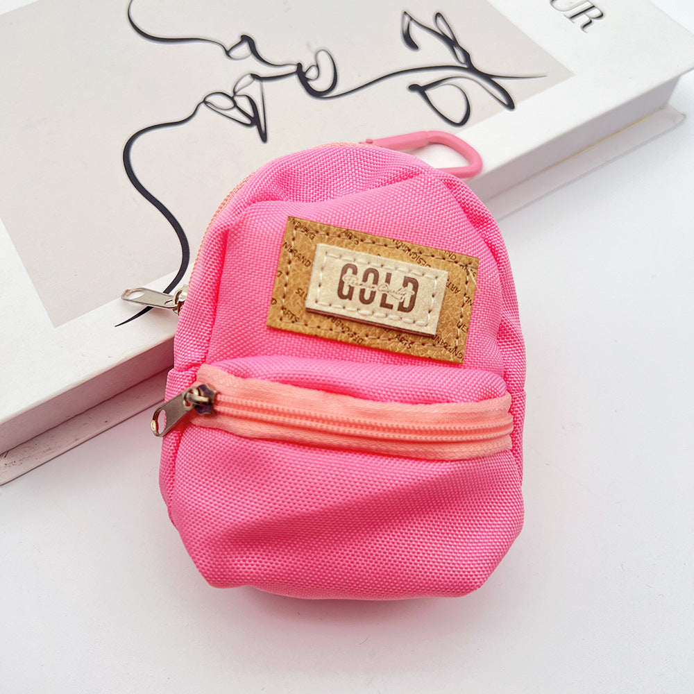 Gold Mini Coin Purse Headphone Bag with Carabiner – Mini Backpack Phone Charm Accessory