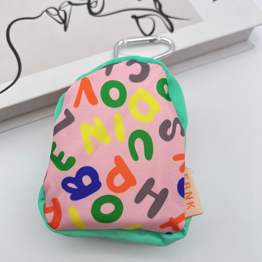 Cute Bear Mini Coin Purse Headphone Bag with Carabiner – Printed Mini Bag Phone Accessory