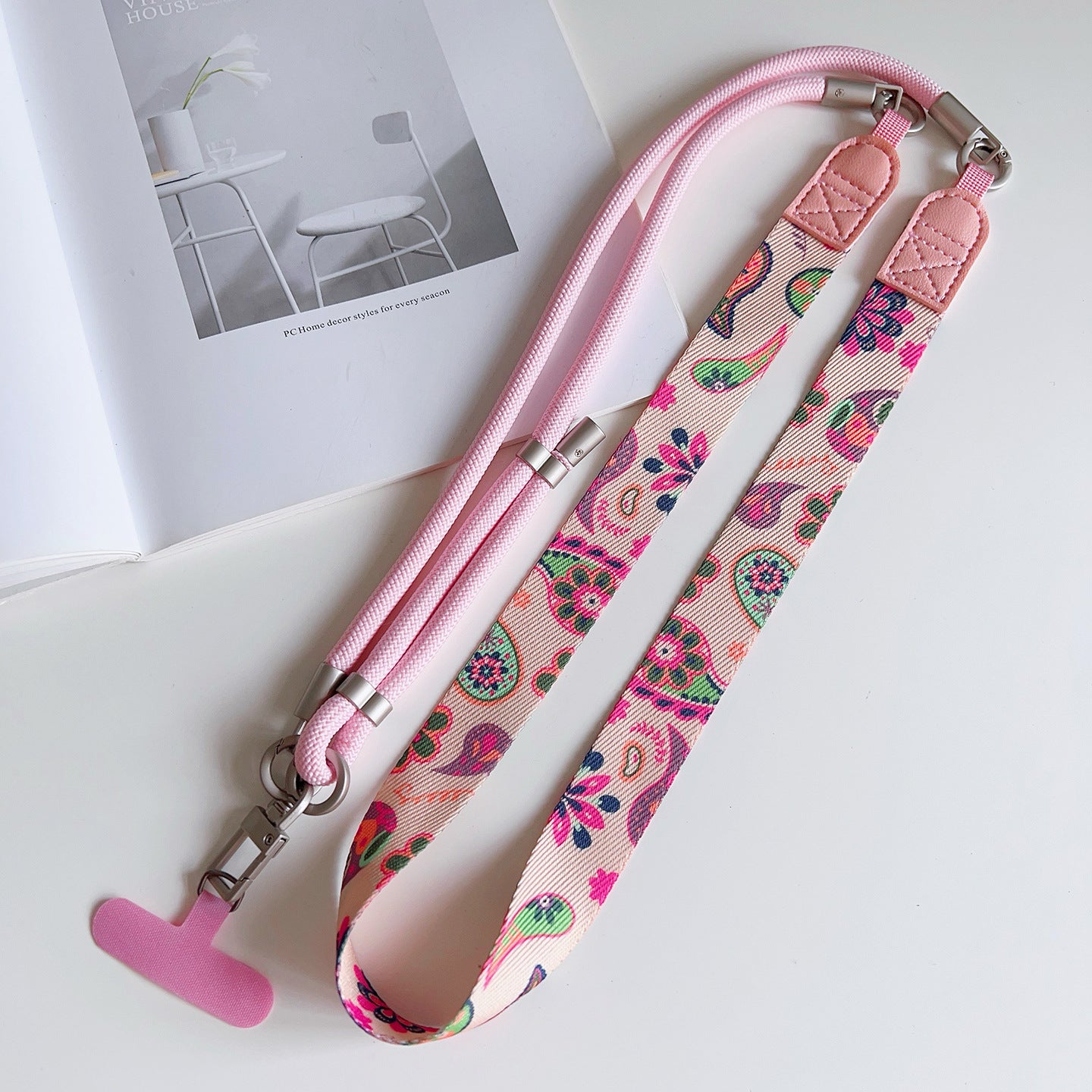 Trendy Patterns Woven Tape Crossbody Phone Strap with Tabs – Adjustable Wristlet & Hand Lanyard