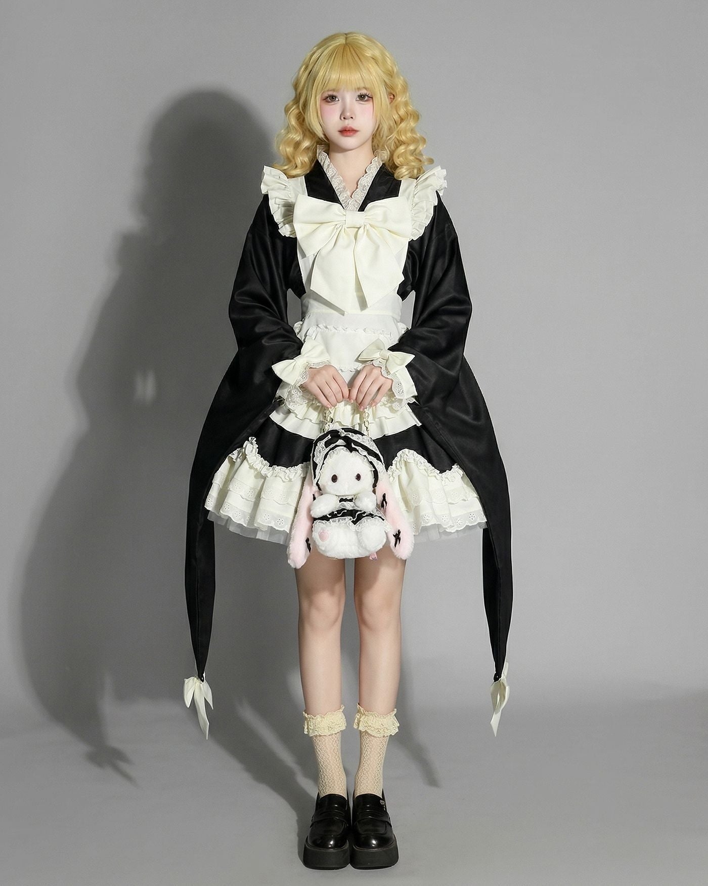 Kimono Lolita Wide Sleeve Maid Outfit Streamer Cosplay Dress