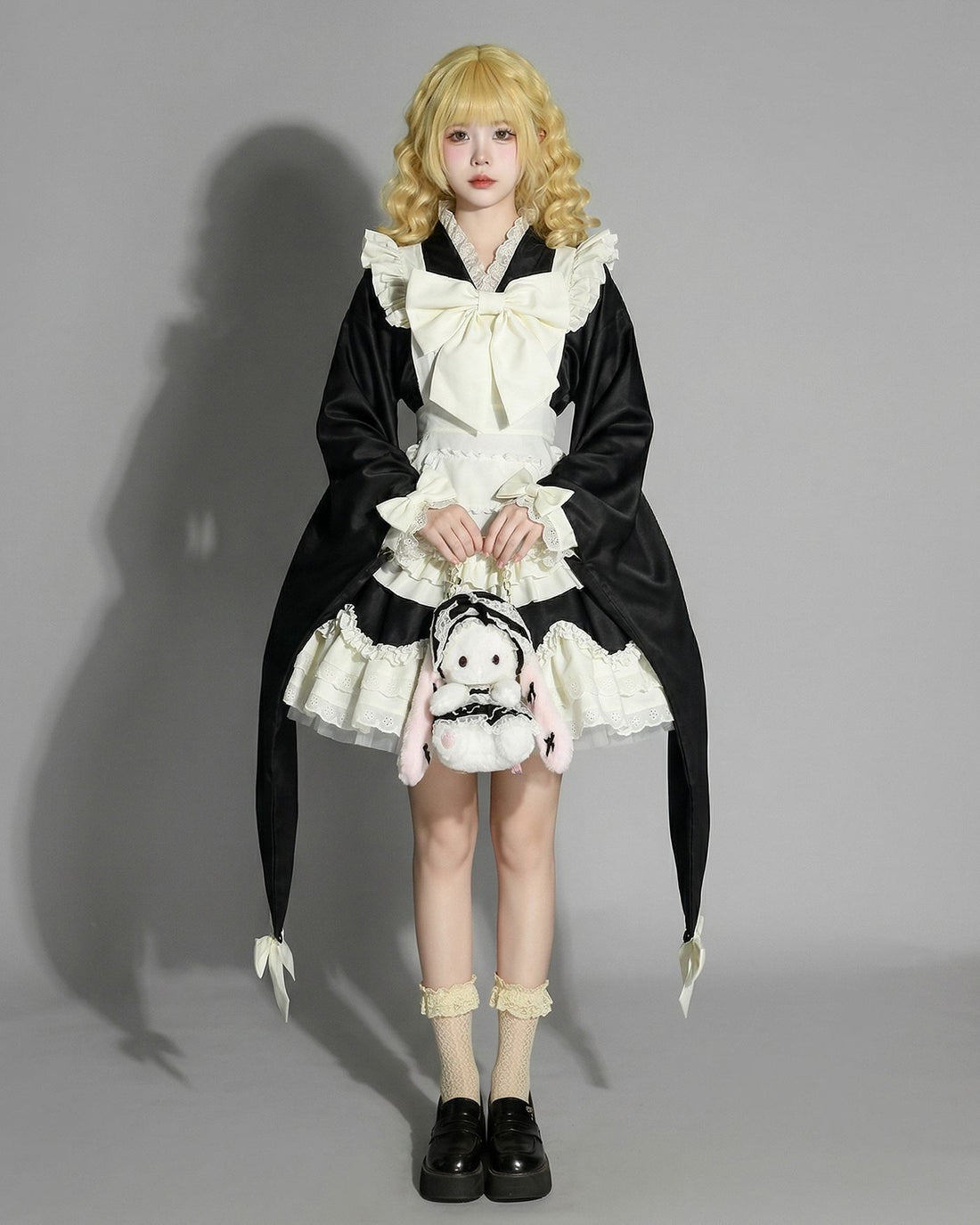 Kimono Lolita Wide Sleeve Maid Outfit Streamer Cosplay Dress