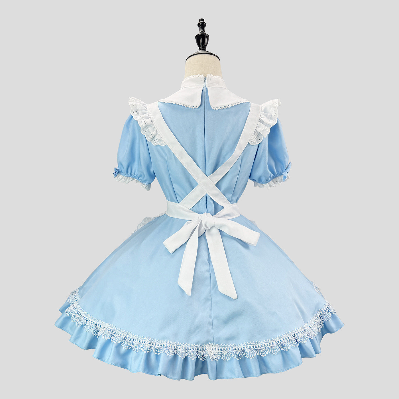 Blue White Alice Maid Outfit Lolita Streamer Cosplay Dress