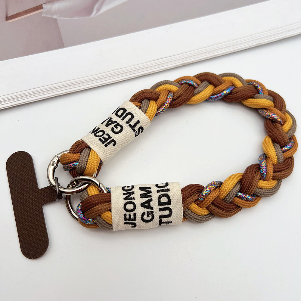 Clashing Colors Braided Wrist Phone Strap with Tether Tabs – Hand Woven Wristlet & Hand Lanyard