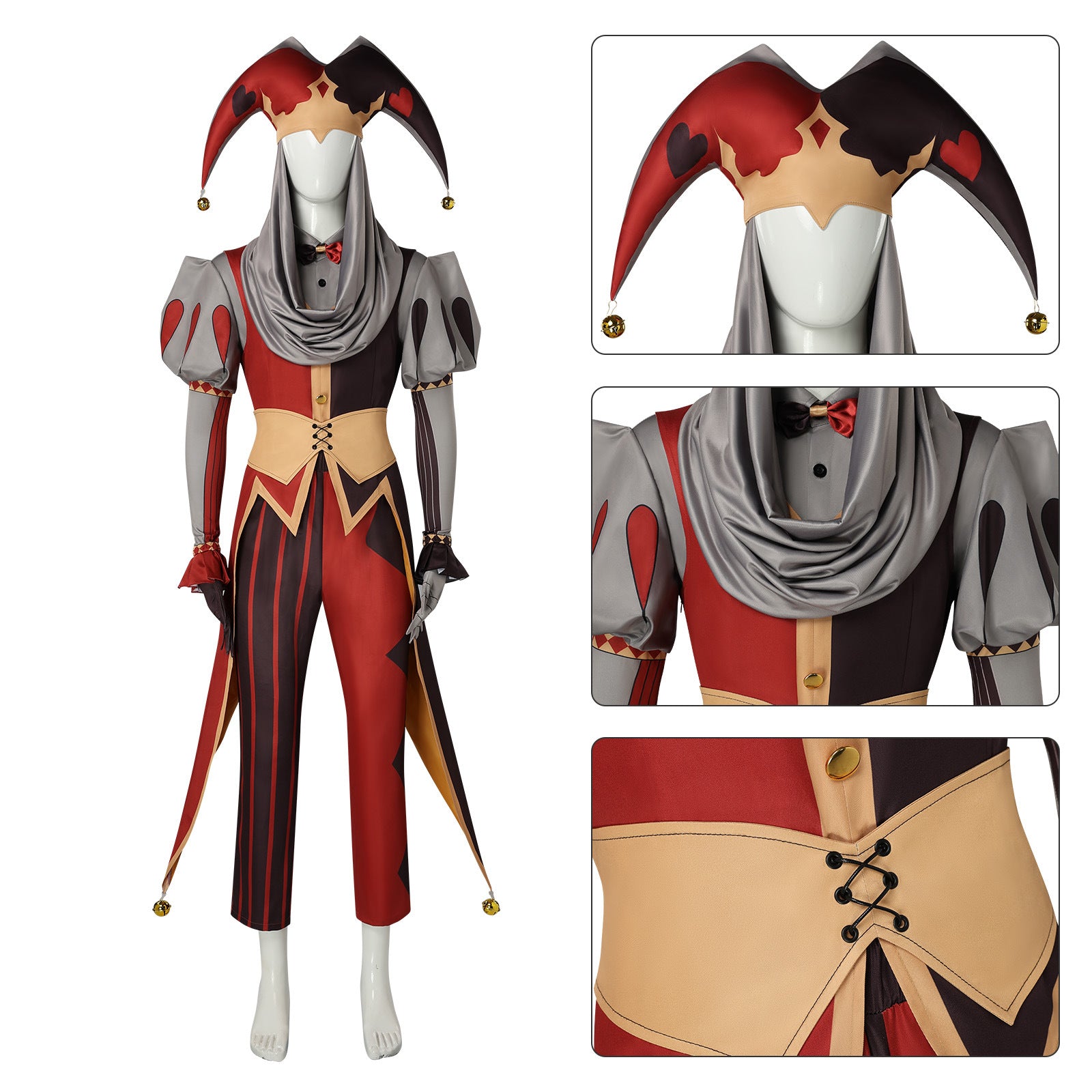 Game Kingdom of Marionettes Jester Jestyn Cosplay Costumes Halloween Party Clown Outfit