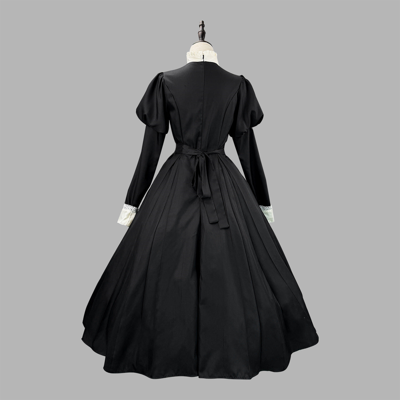 Dark Gothic Long Maid Outfit with Puff Sleeves Cosplay Lolita Dress