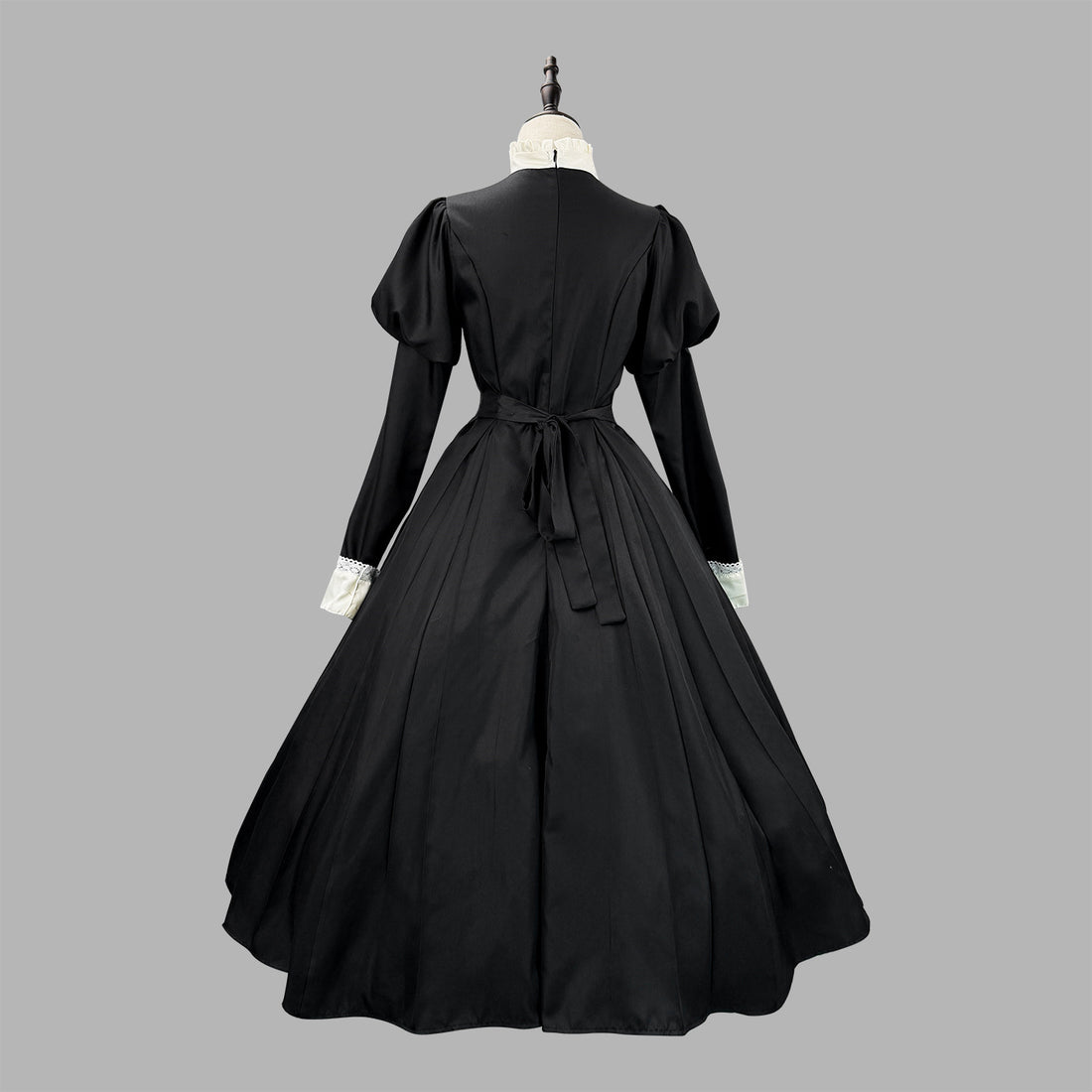 Dark Gothic Long Maid Outfit with Puff Sleeves Cosplay Lolita Dress