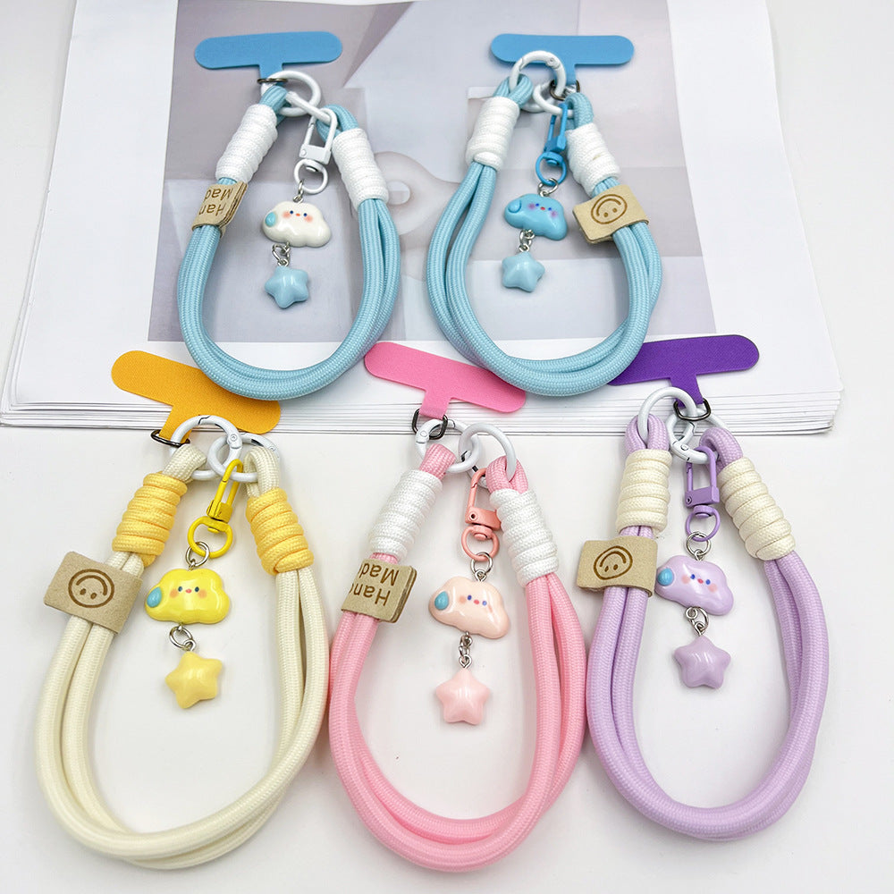 Speechless Cloud Pendant Wrist Double Phone Strap with Tether Tabs – Wristlet & Hand Lanyard
