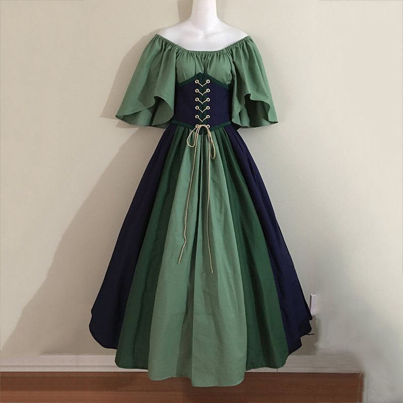 Women's Medieval Renaissance Cosplay Dress - Vintage Flutter Sleeve Fairy Elf Gown