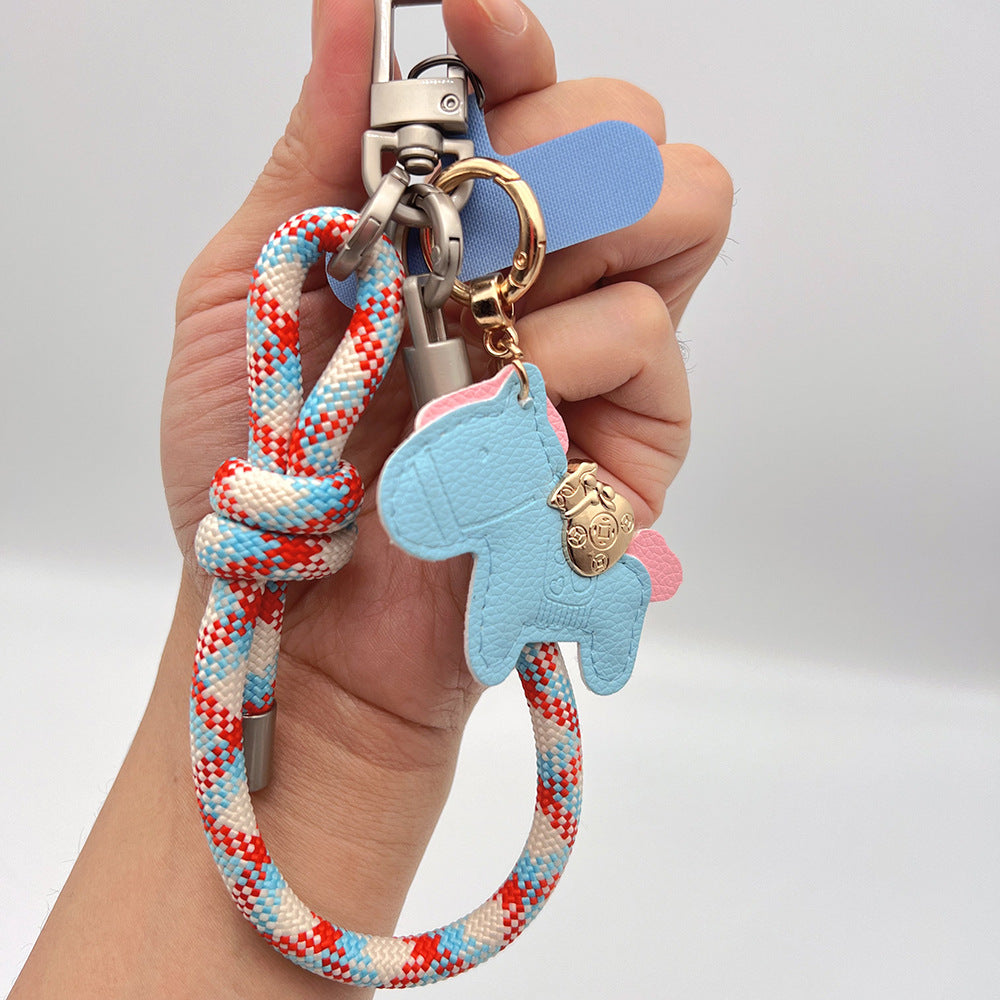 Adjustable Knotted Wrist Phone Strap with Tether Tabs – Leather Horse Wristlet & Hand Lanyard