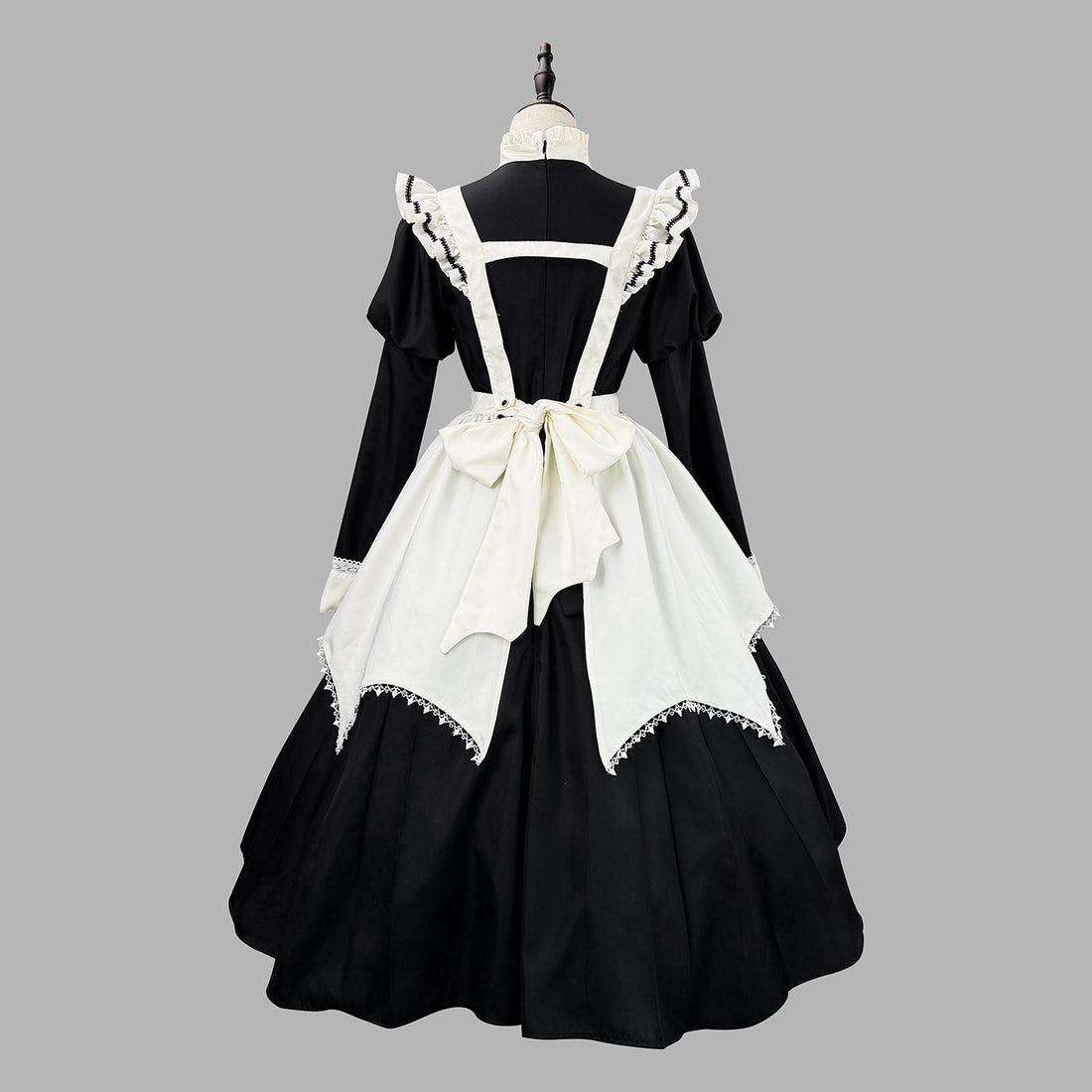 Dark Gothic Long Maid Outfit with Puff Sleeves Cosplay Lolita Dress