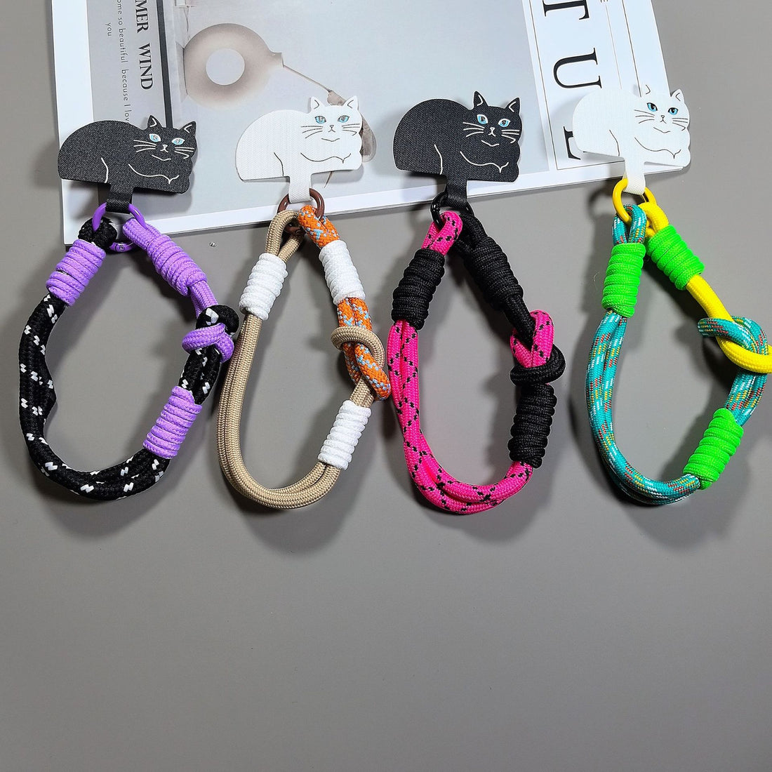 Multicolor Wrist Phone Strap with Cat Tether Tabs – Hand Woven Wrapped Wristlet & Hand Lanyard
