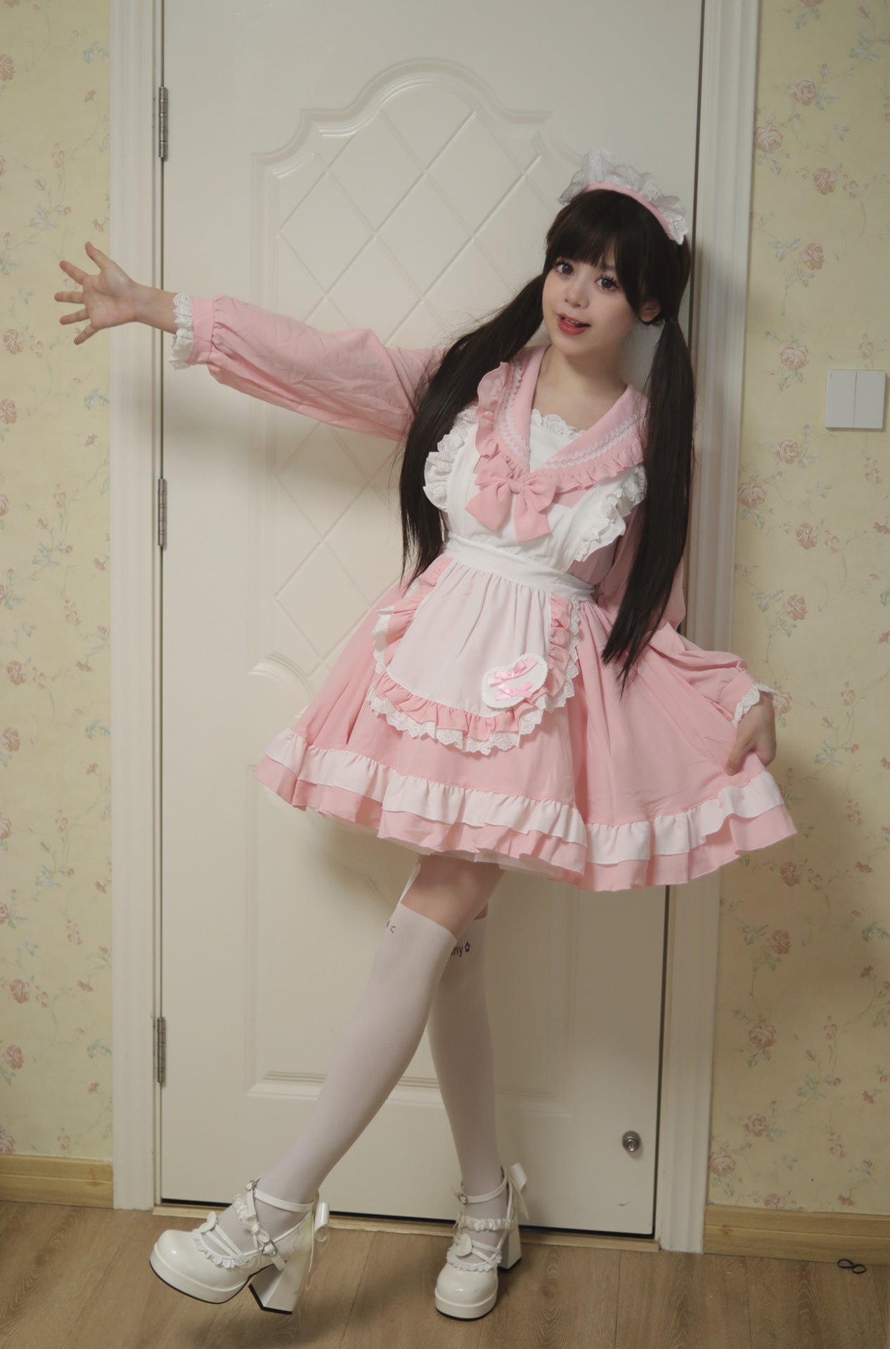 Sweet Japanese Preppy Sailor Collar Maid Outfit Lolita Dress
