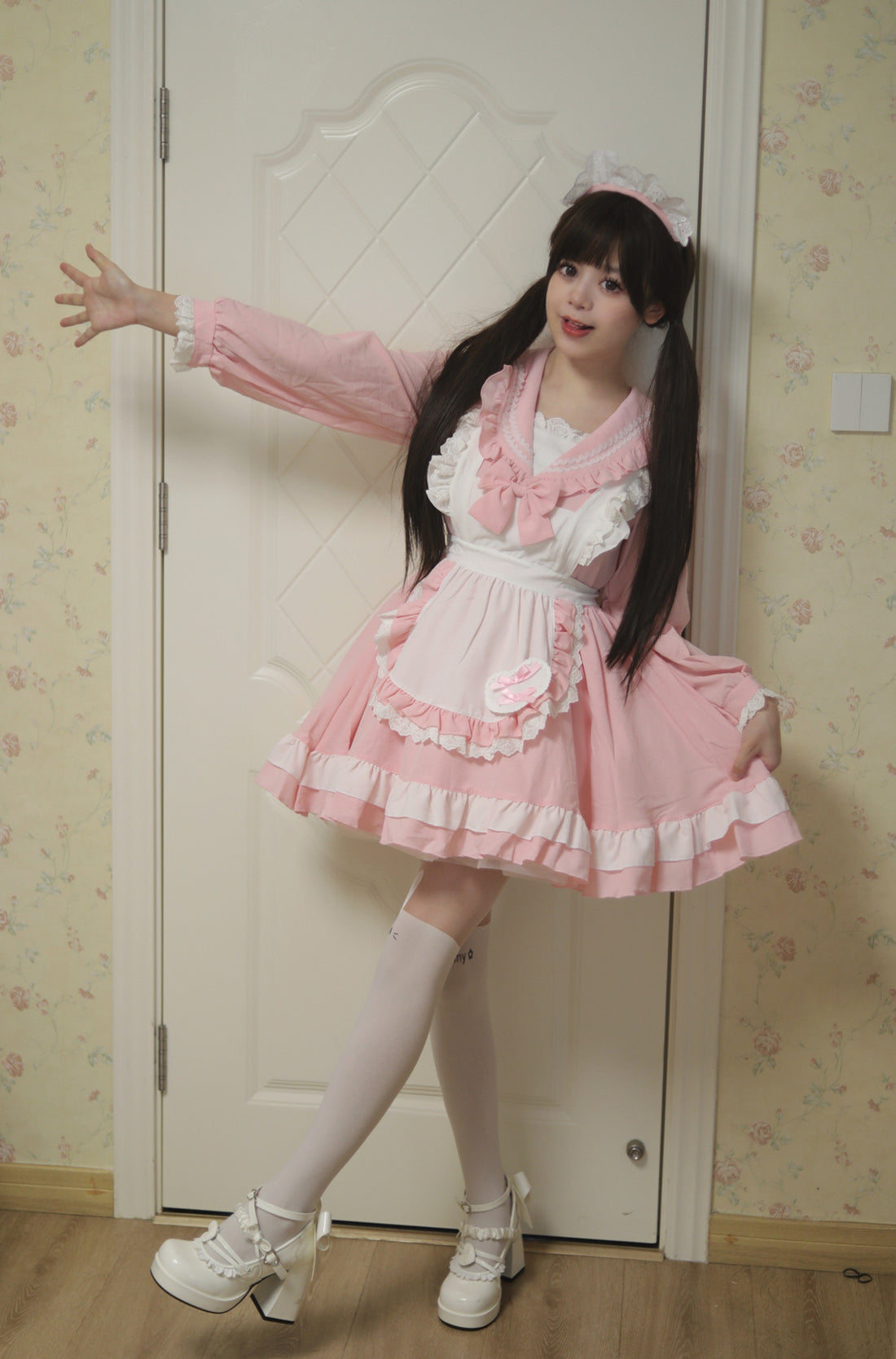 Sweet Japanese Preppy Sailor Collar Maid Outfit Lolita Dress