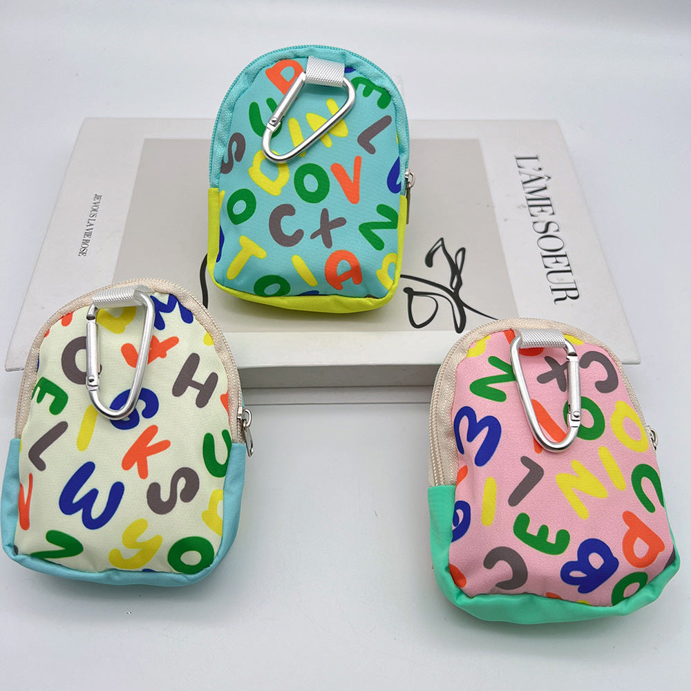 Cute Bear Mini Coin Purse Headphone Bag with Carabiner – Printed Mini Bag Phone Accessory