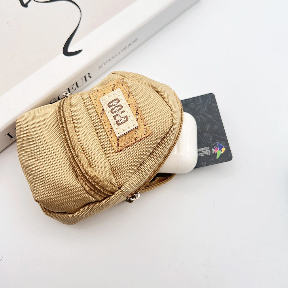 Gold Mini Coin Purse Headphone Bag with Carabiner – Mini Backpack Phone Charm Accessory