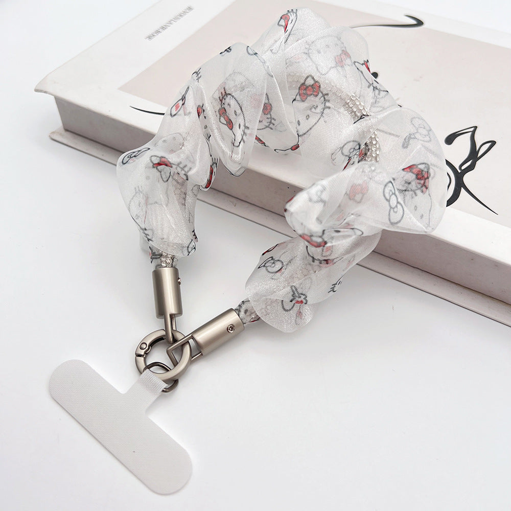 Organza Tulle Wrist Phone Strap with Tether Tabs – Colon-shaped Wristlet & Hand Lanyard