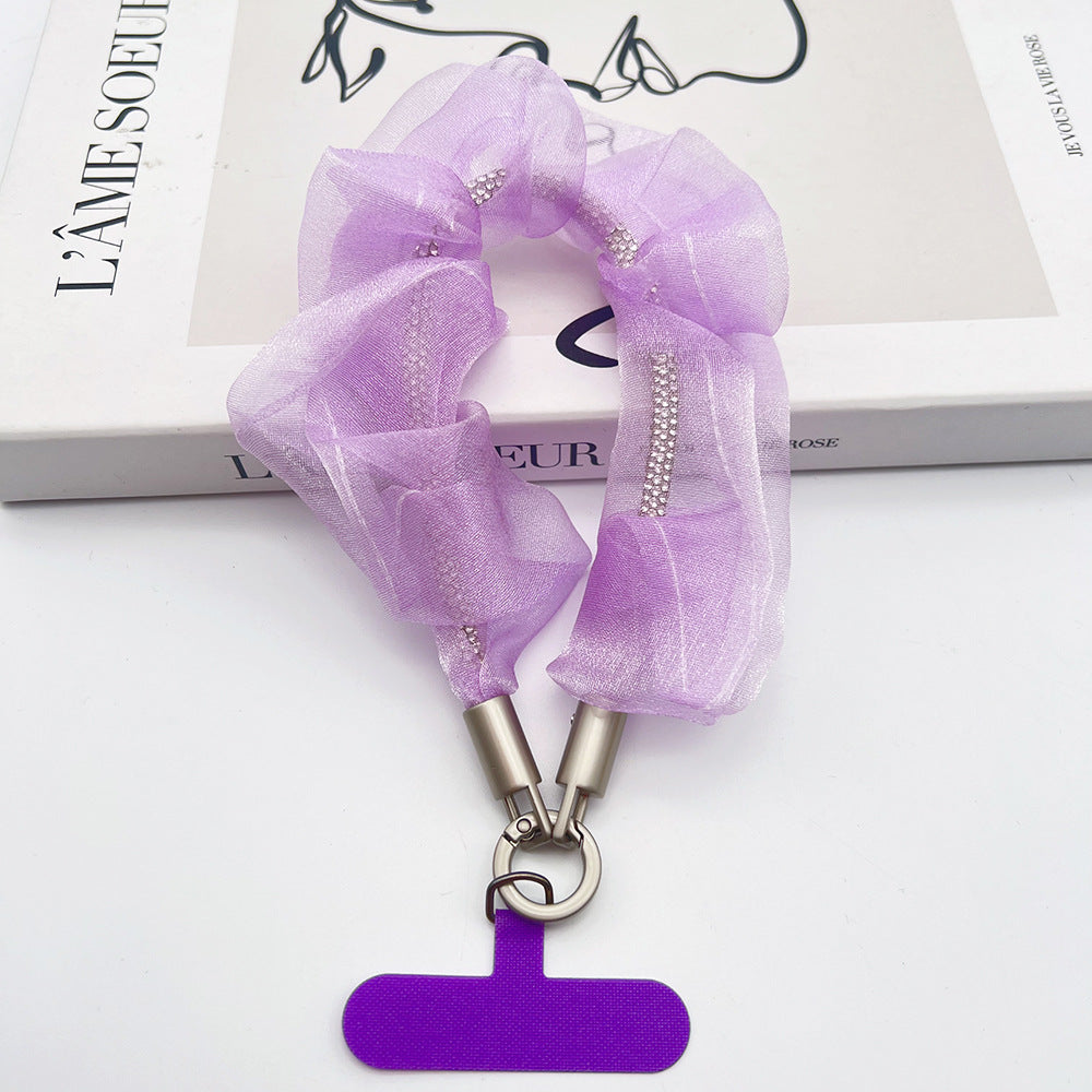 Brilliant Organza Wrist Phone Strap with Tether Tabs – Colon-shaped Wristlet & Hand Lanyard