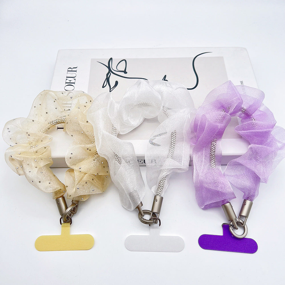 Brilliant Organza Wrist Phone Strap with Tether Tabs – Colon-shaped Wristlet & Hand Lanyard