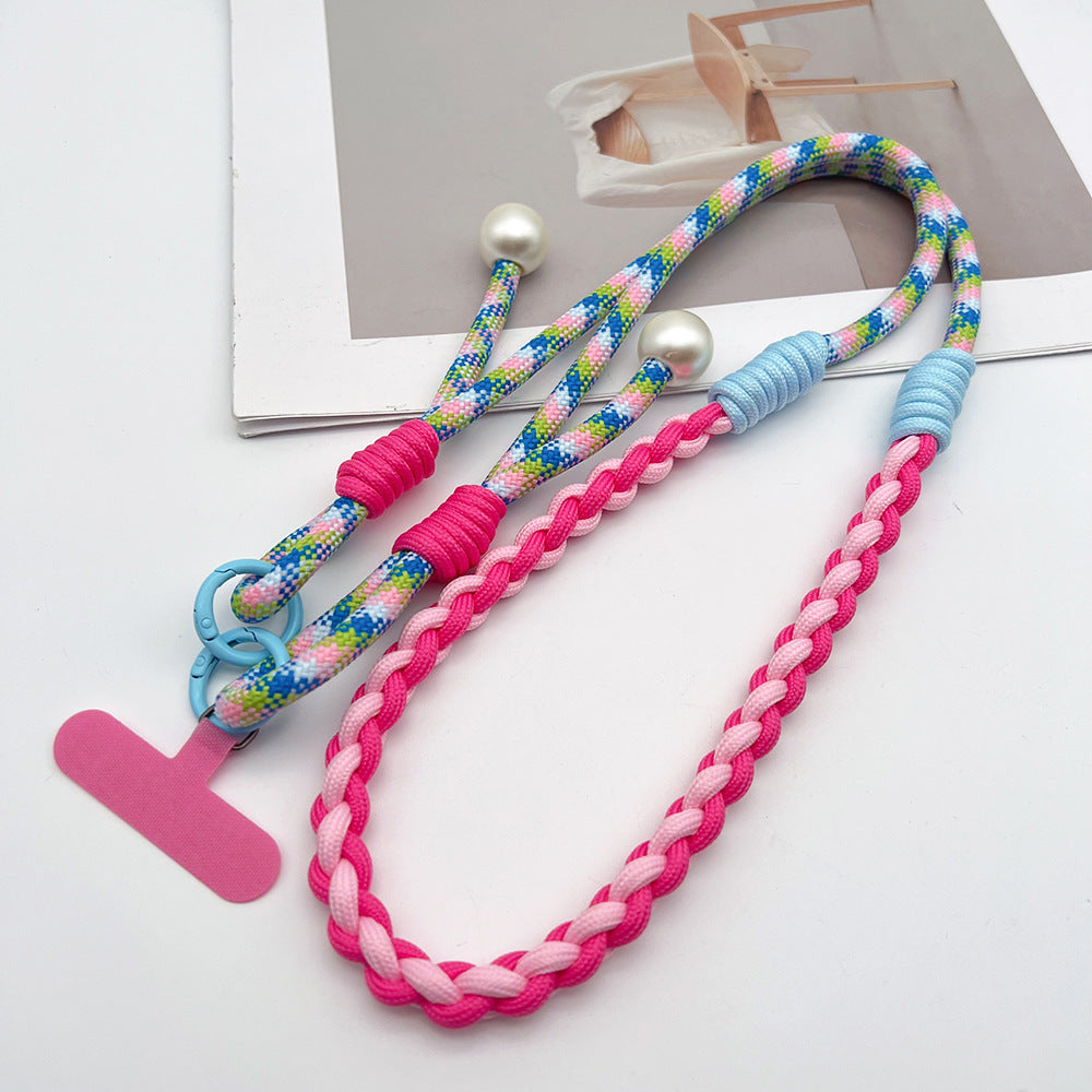 Twisted Adjustable Crossbody Phone Strap with Tether Tabs – Hand Woven Long Wristlet & Hand Lanyard