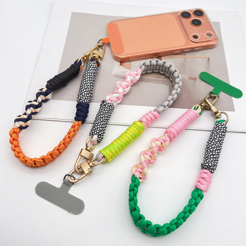 Multicolor Twisted Wrist Phone Strap with Tether Tabs – Hand Woven Wrapped Wristlet & Hand Lanyard