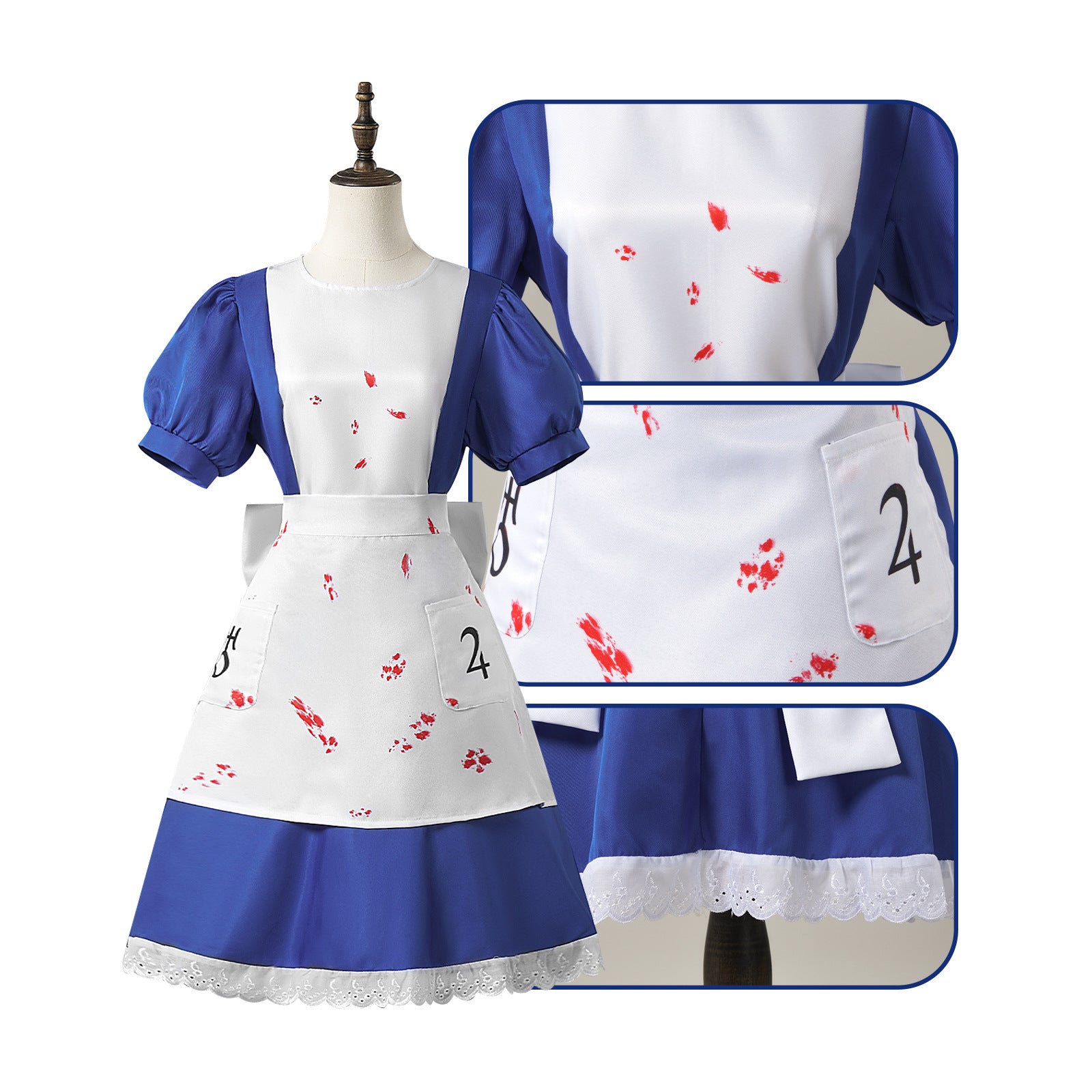 Alice Madness Returns Bloodstained Cosplay Costume - Halloween Lolita Maid Dress