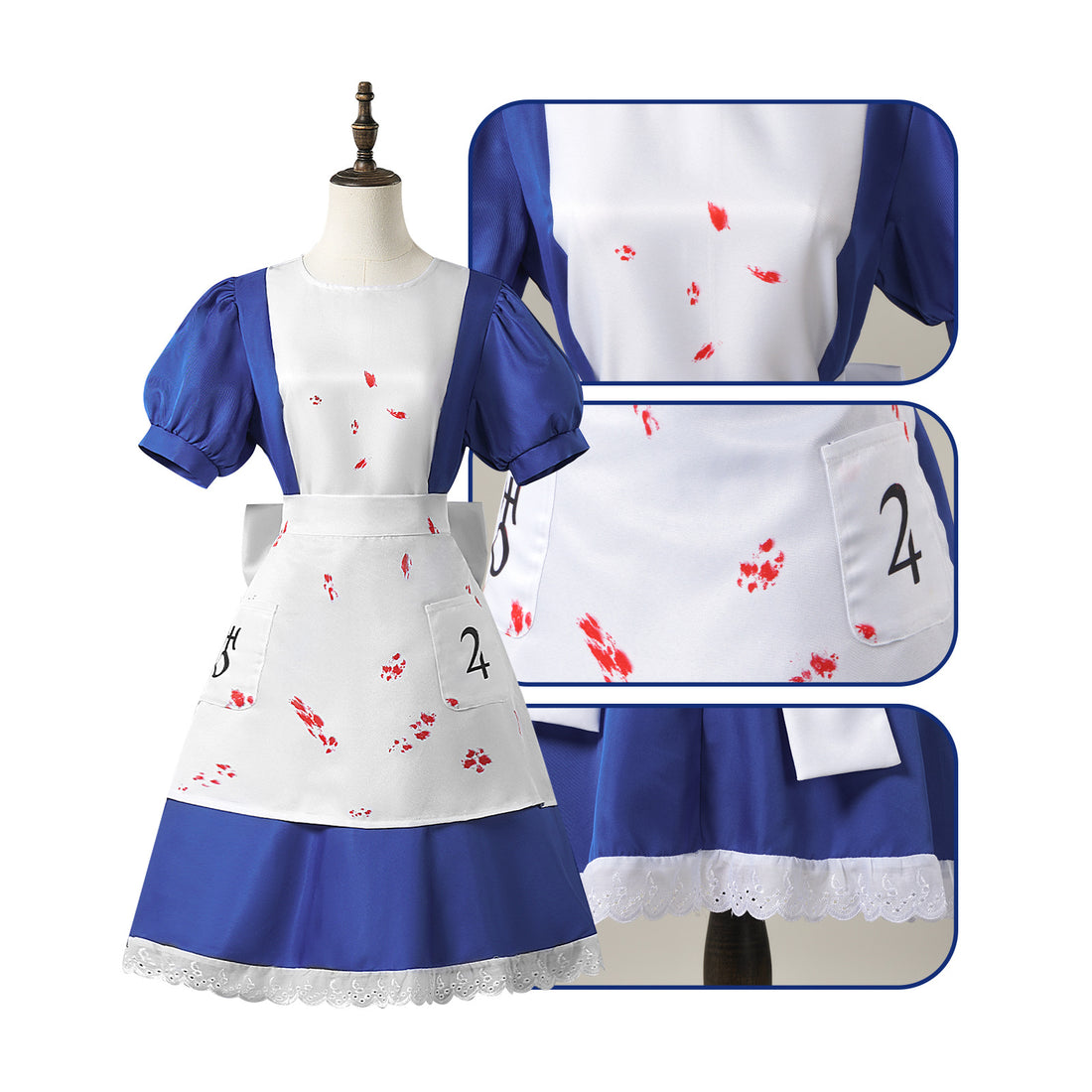 Alice Madness Returns Bloodstained Cosplay Costume - Halloween Lolita Maid Dress