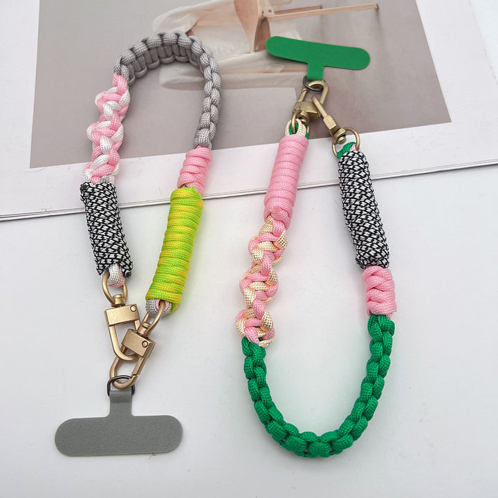 Multicolor Twisted Wrist Phone Strap with Tether Tabs – Hand Woven Wrapped Wristlet & Hand Lanyard