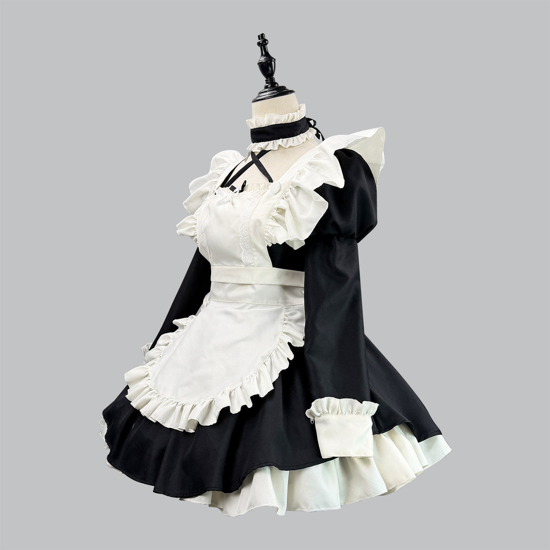 Gothic Lace Puff Sleeve Maid Outfit Game Streamers Cosplay Dress