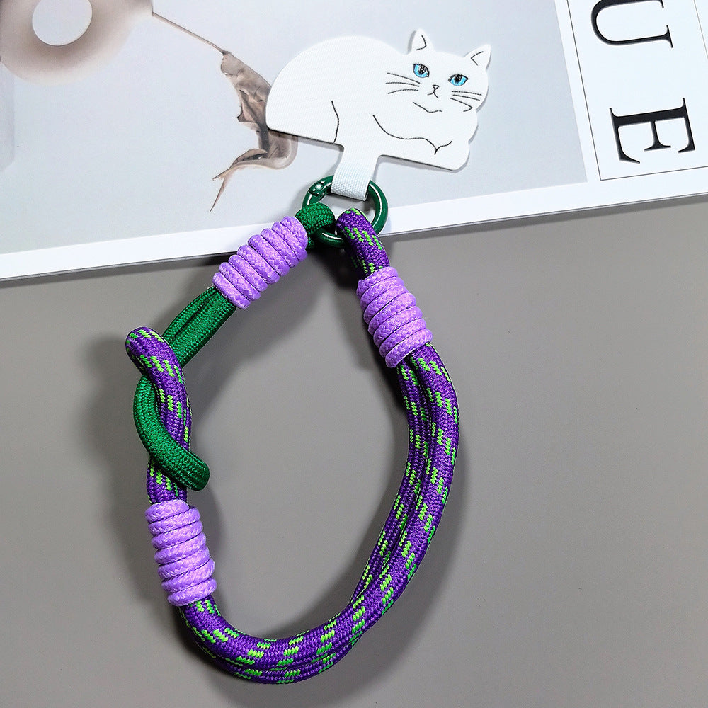 Multicolor Wrist Phone Strap with Cat Tether Tabs – Hand Woven Wrapped Wristlet & Hand Lanyard