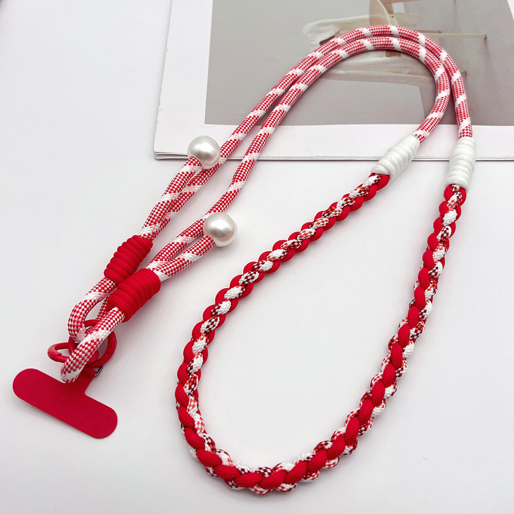 Twisted Adjustable Crossbody Phone Strap with Tether Tabs – Hand Woven Long Wristlet & Hand Lanyard