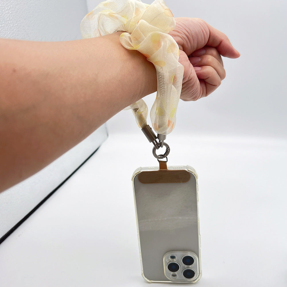 Polka Dots Tulle Wrist Phone Strap with Tether Tabs – Colon-shaped Wristlet & Hand Lanyard