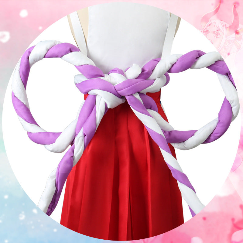 Anime Navigation Yamato Red White Kimono Fullset One Piece Cosplay Costumes