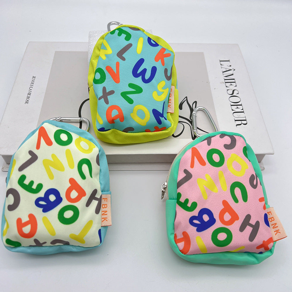 Cute Bear Mini Coin Purse Headphone Bag with Carabiner – Printed Mini Bag Phone Accessory