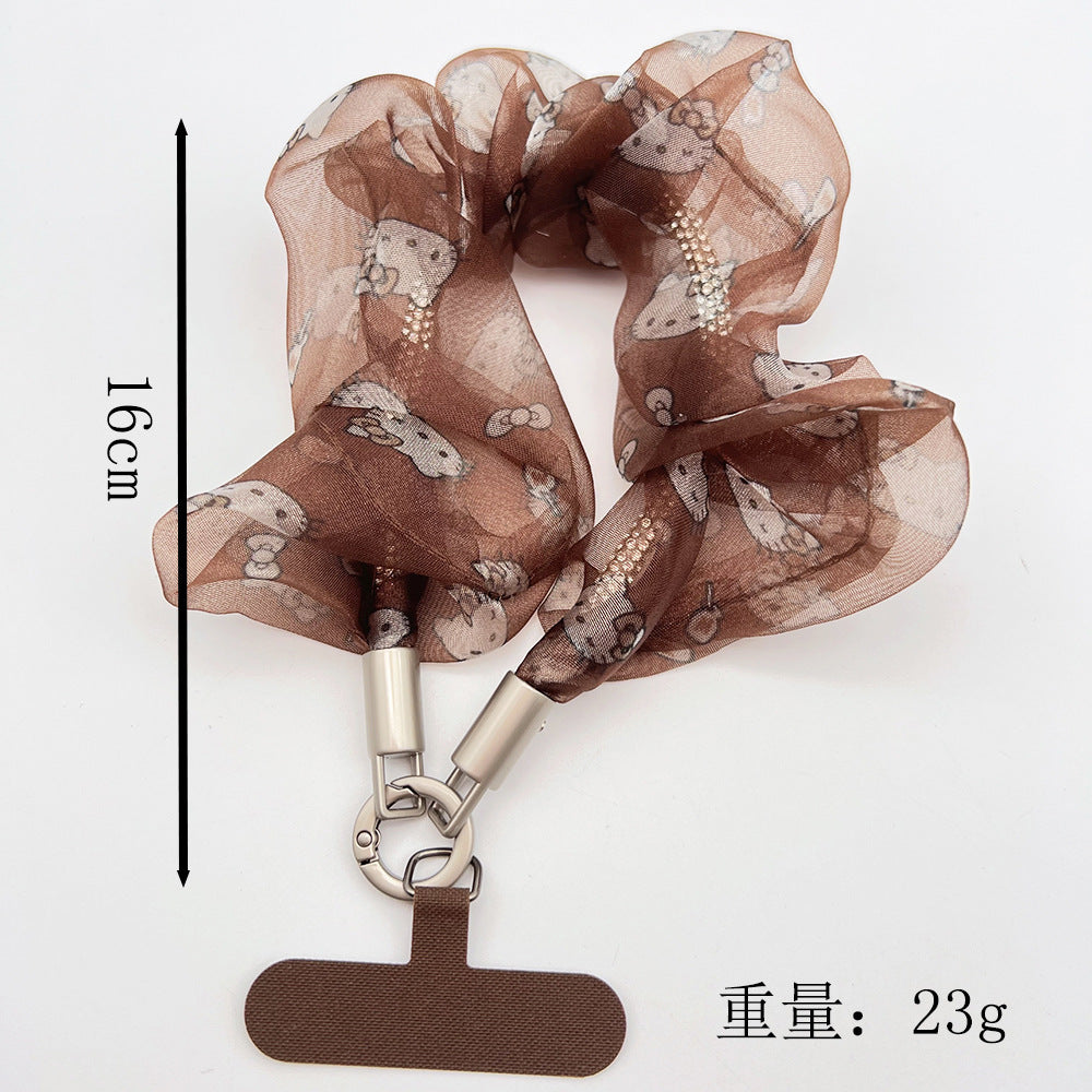 Organza Tulle Wrist Phone Strap with Tether Tabs – Colon-shaped Wristlet & Hand Lanyard