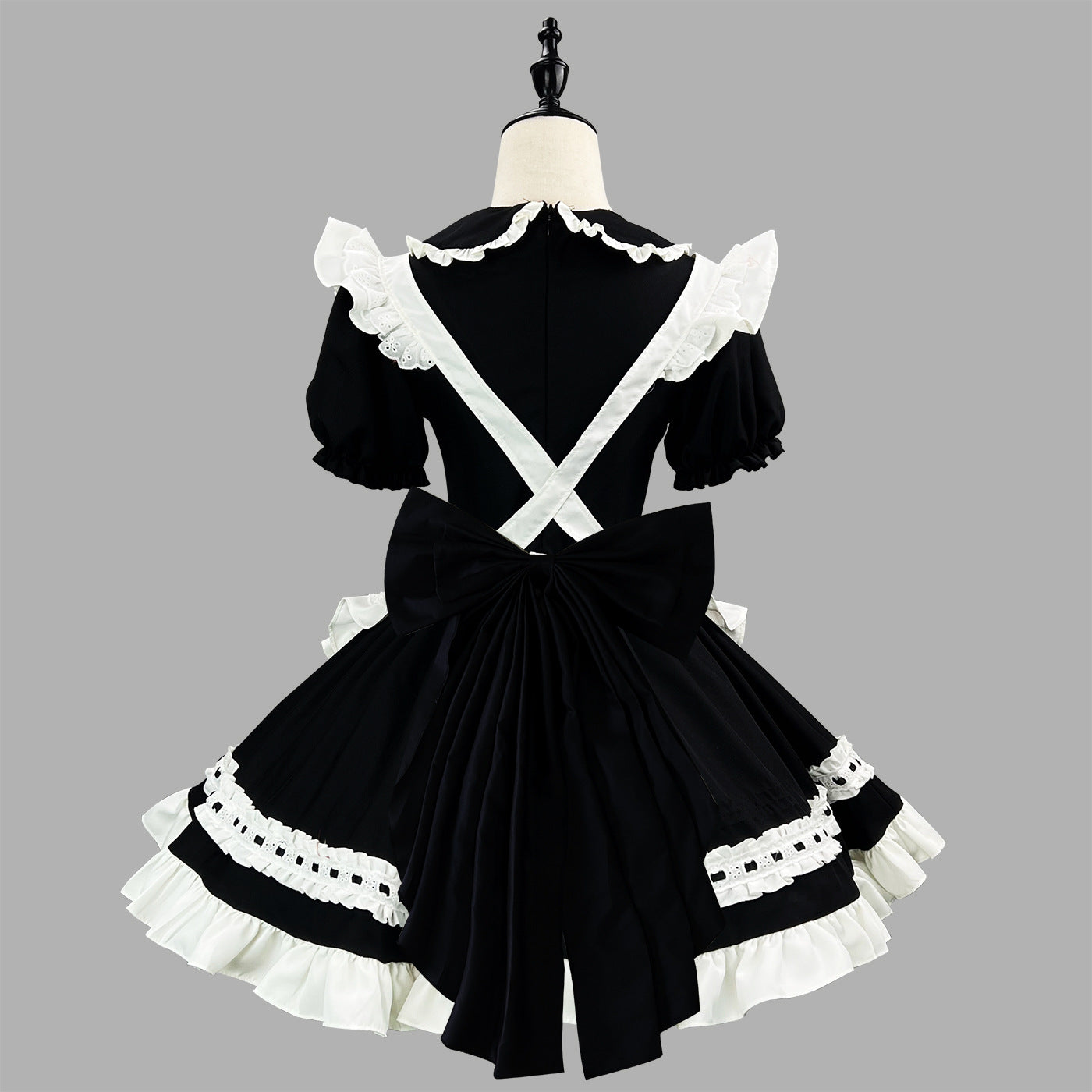 Large Black Bow Maid Outfit Streamer Cosplay Lolita Dress