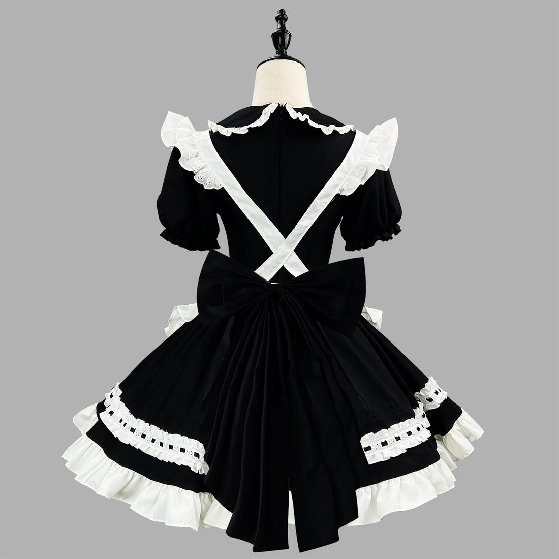 Large Black Bow Maid Outfit Streamer Cosplay Lolita Dress