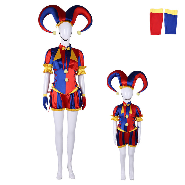 The Amazing Digital Circus Jester Pomni Joker Cosplay Costumes Halloween Party Clown Outfit