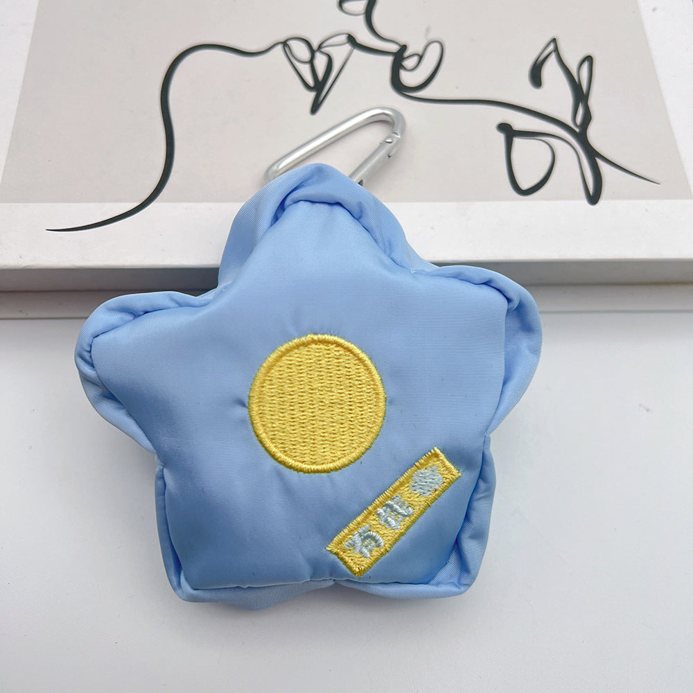 Star Mini Coin Purse Headphone Bag with Carabiner – Embroidered Mini Bag Phone Accessory