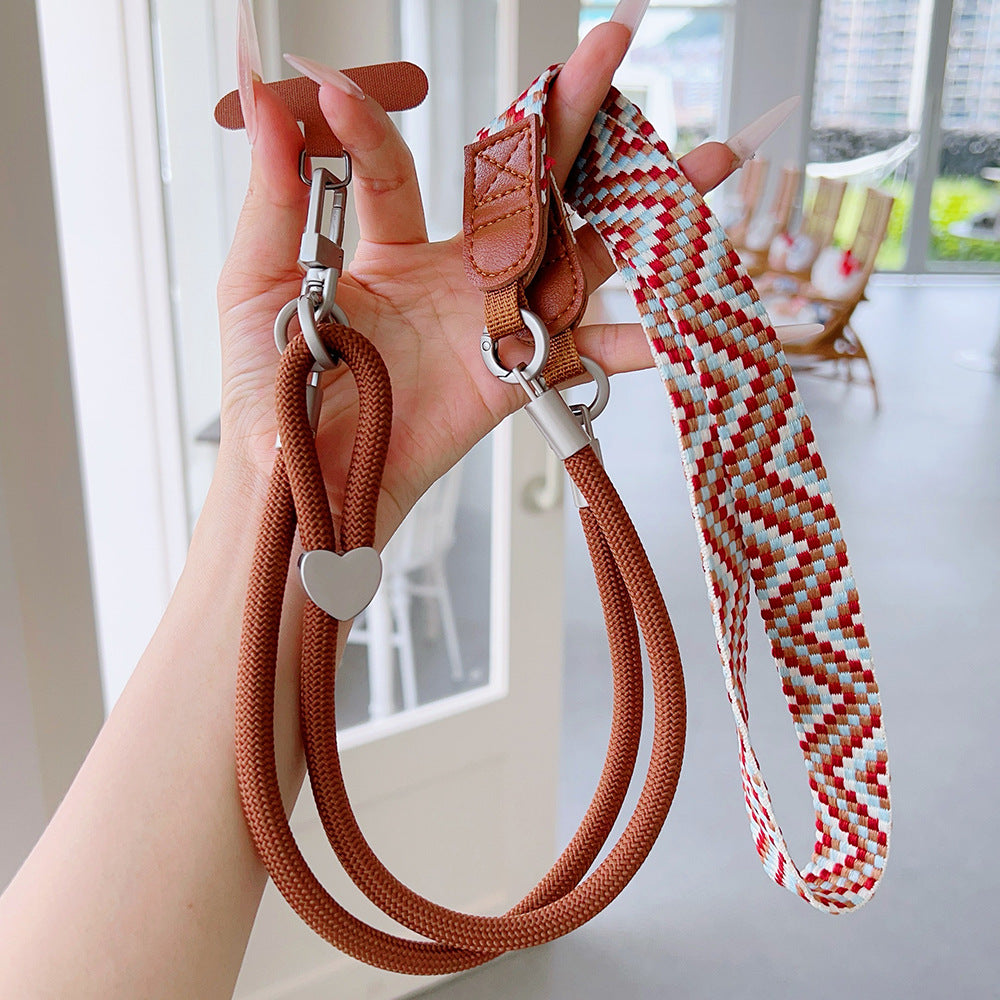 Embroidered Adjustable Crossbody & Wrist Phone Strap with Tabs – 2-IN-1 Wristlet & Hand Lanyard