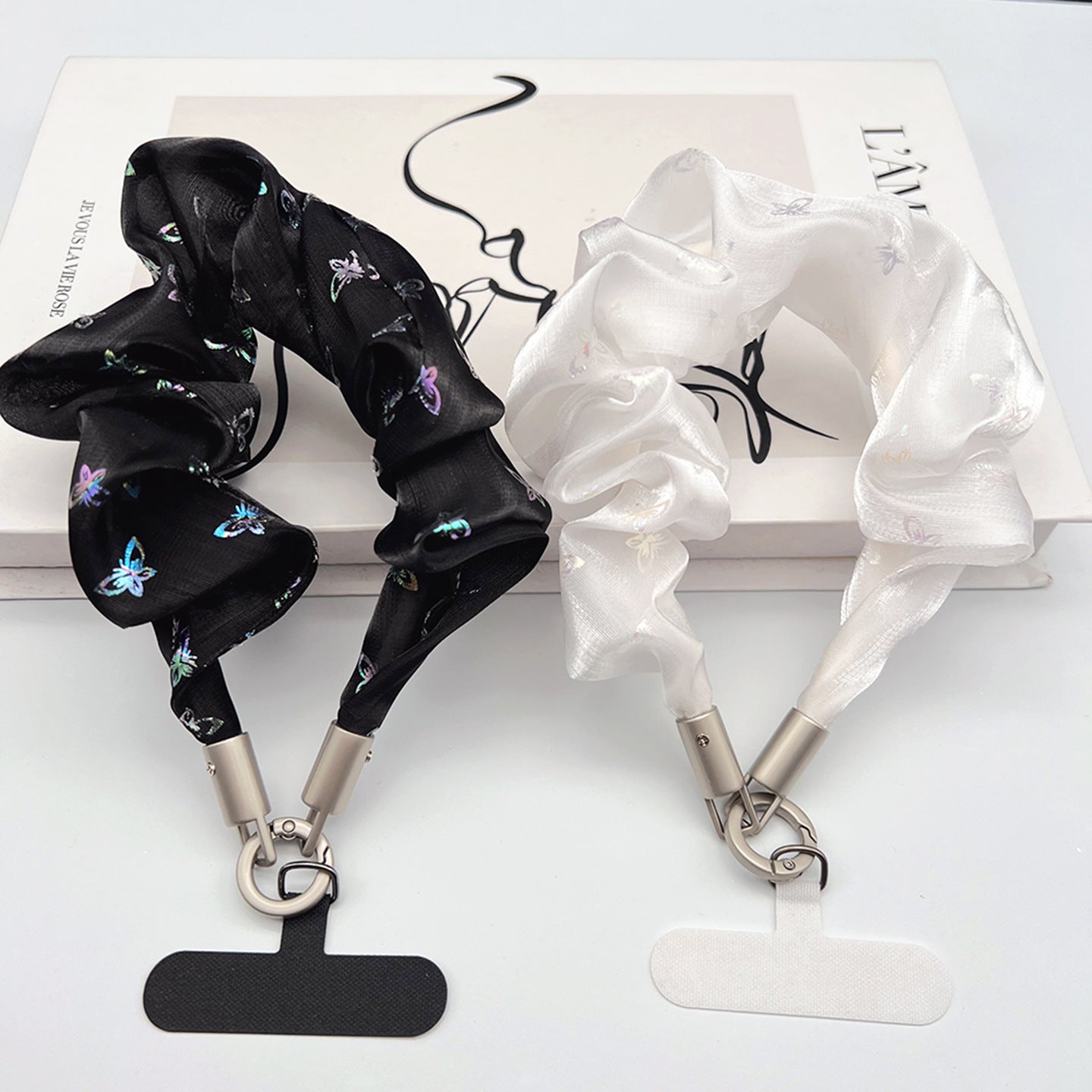 Butterfly Wrinkle Tulle Wrist Phone Strap with Tether Tabs – Colon-shaped Wristlet & Hand Lanyard