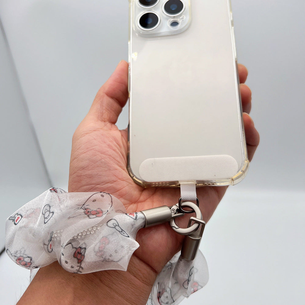 Organza Tulle Wrist Phone Strap with Tether Tabs – Colon-shaped Wristlet & Hand Lanyard