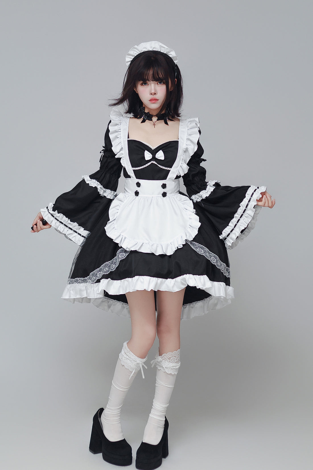 Otaku Dance Streamer Plus Size Maid Outfit Lolita Dress Costume