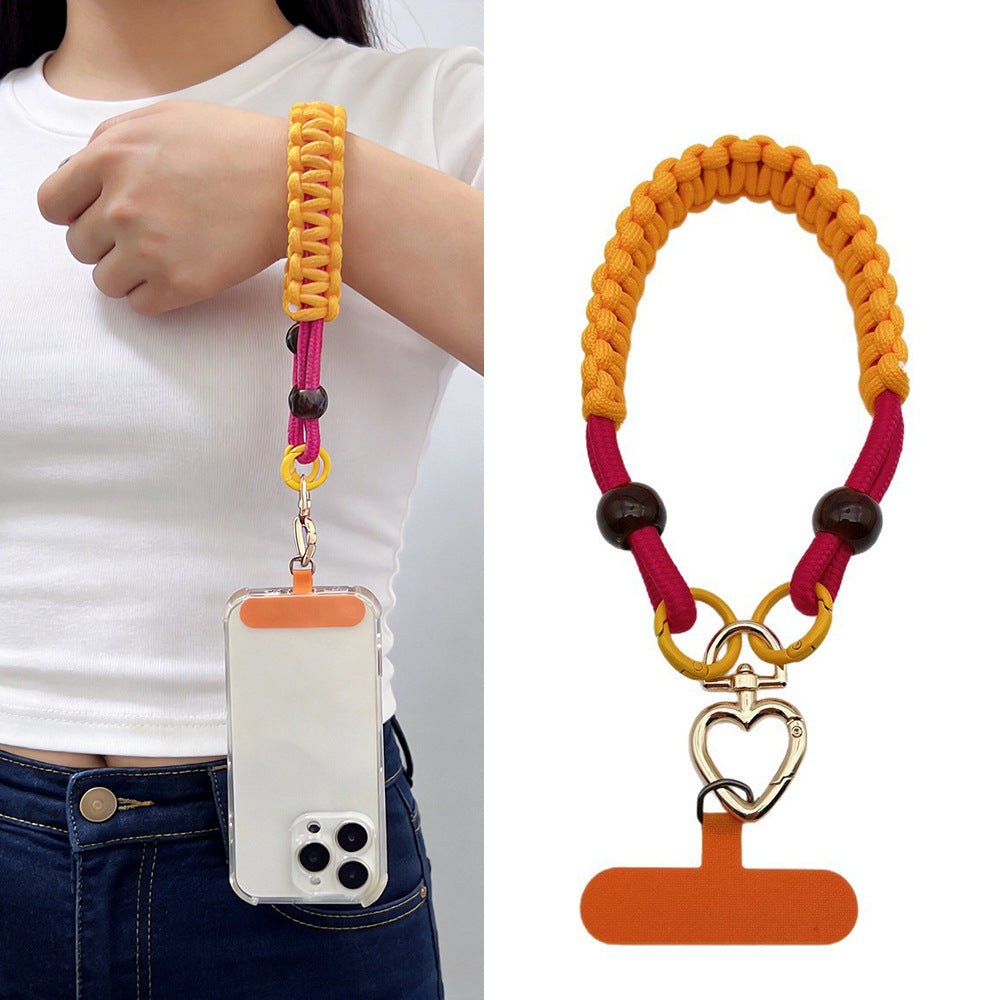 Contrast Color Wrapped Wrist Phone Strap with Tether Tabs – Hand Woven Wristlet & Hand Lanyard