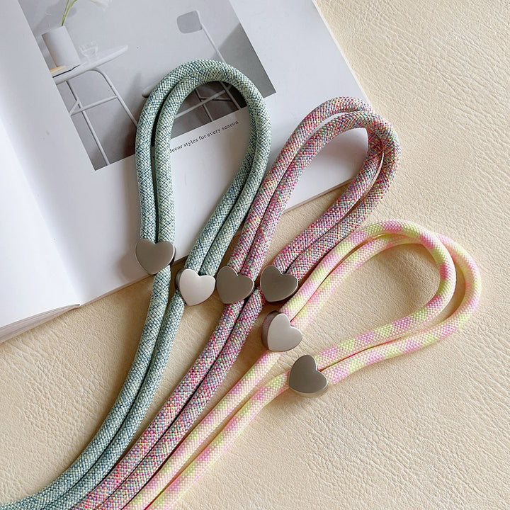 Heart Clasp Adjustable Crossbody Phone Strap with Tether Tabs – Hand Woven Wristlet & Hand Lanyard