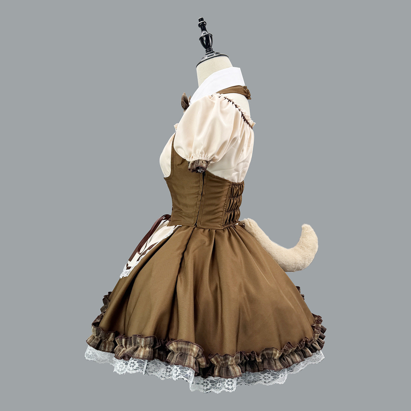 Japanese Shiba Inu Lolita Dress Corset Puff Sleeves Maid Outfit Cosplay