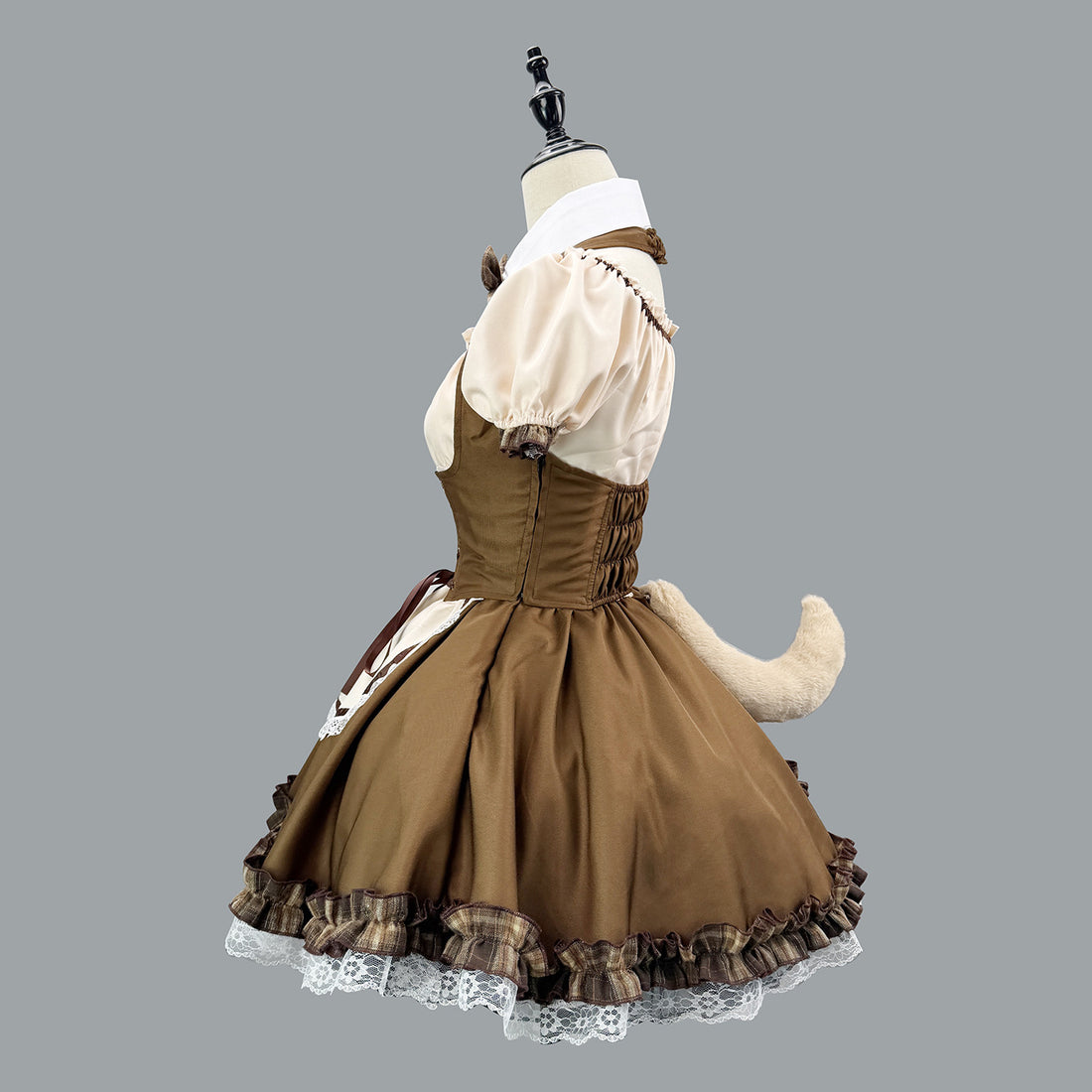 Japanese Shiba Inu Lolita Dress Corset Puff Sleeves Maid Outfit Cosplay