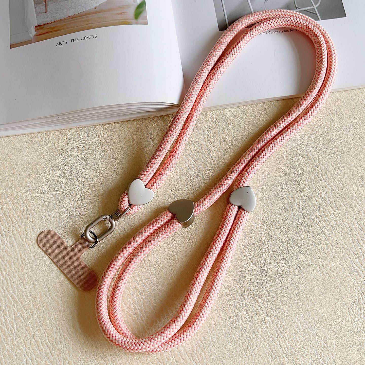 Heart Clasp Adjustable Crossbody Phone Strap with Tether Tabs – Hand Woven Wristlet & Hand Lanyard