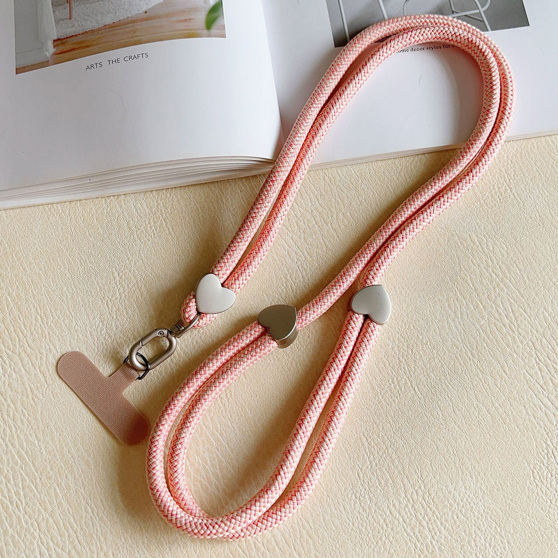 Heart Clasp Adjustable Crossbody Phone Strap with Tether Tabs – Hand Woven Wristlet & Hand Lanyard